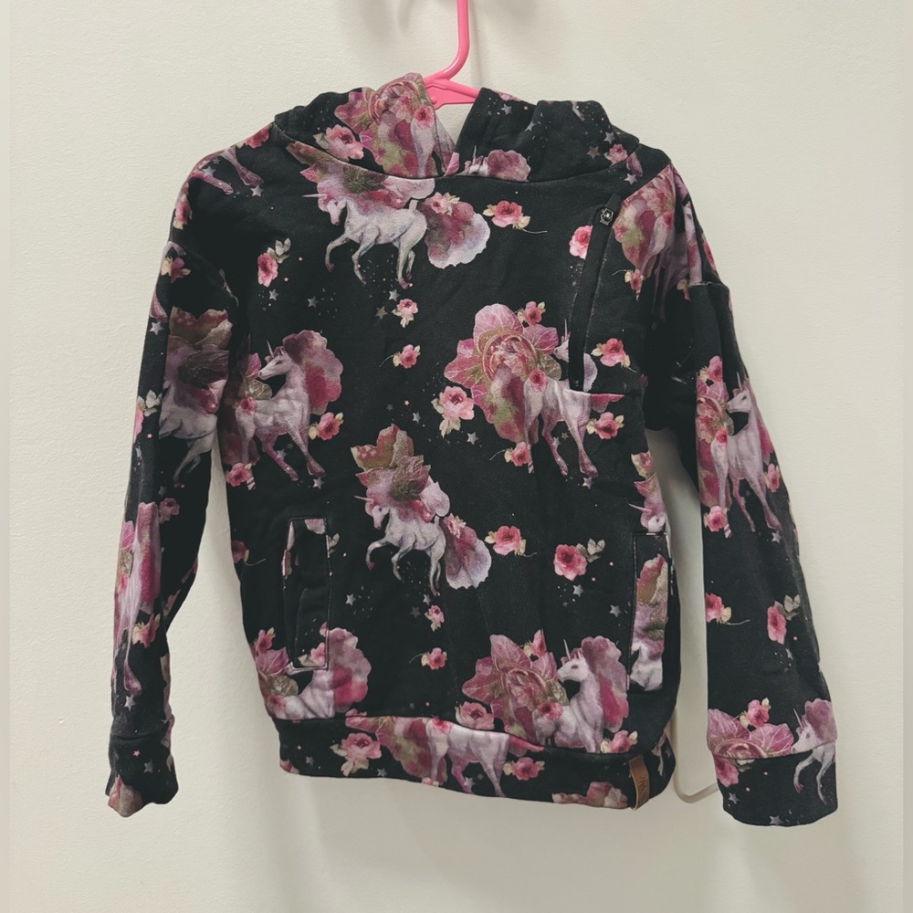 Deux par Deux Black and Pink Unicorn Hoodie